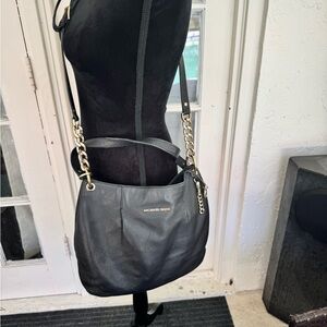 Michael Kors Black Shoulder Bag with Gold Accents